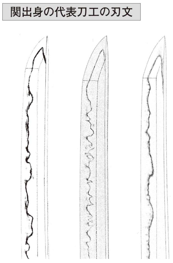 関出身の代表刀工の刃文